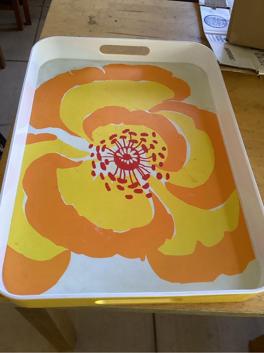 Target Floral Serving Tray in Yellow, Orange, Red and White